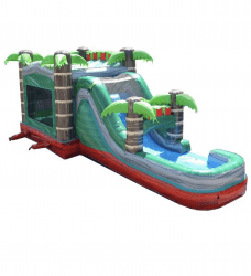 Mega Tropical Red Marble Water Slide Bounce House Combo